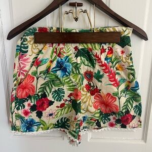 Miguelina Multicolor Floral High Waist Shorts